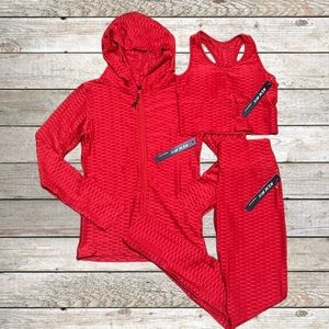 TikTok Bubble Texture 3pc Activewear Set Women’s NWT Leggings, Jacket & Bra
